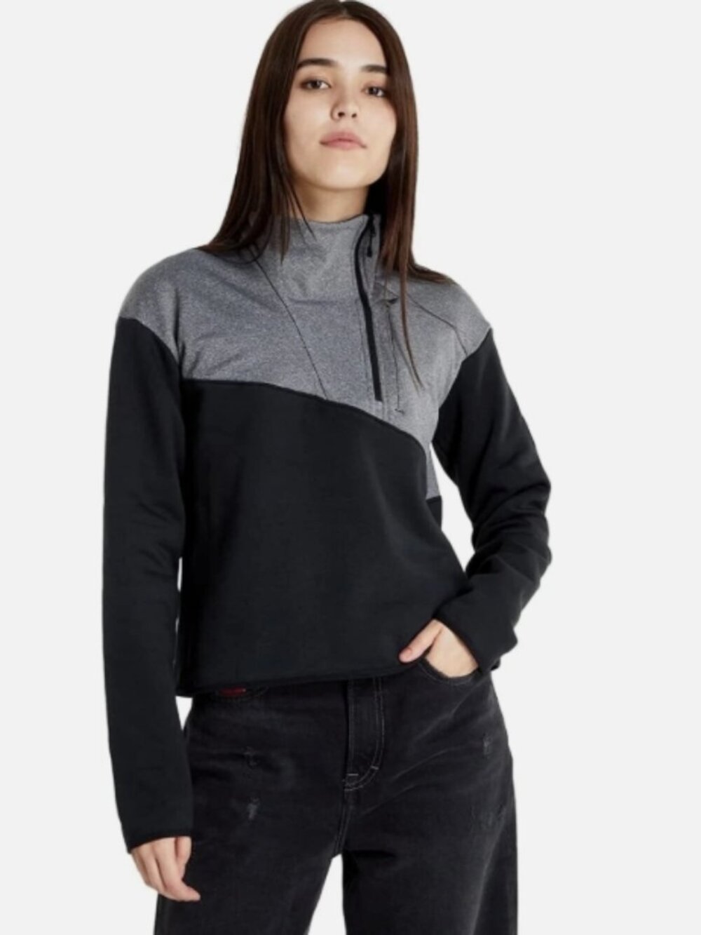 Columbia Women's Lodge Hybrid Pullover Sweatshirt (Black) Size XS